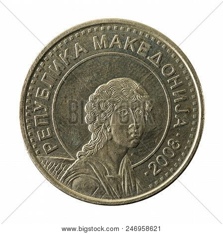 50 Macedonian Denar Coin (2008) Reverse Isolated On White Background