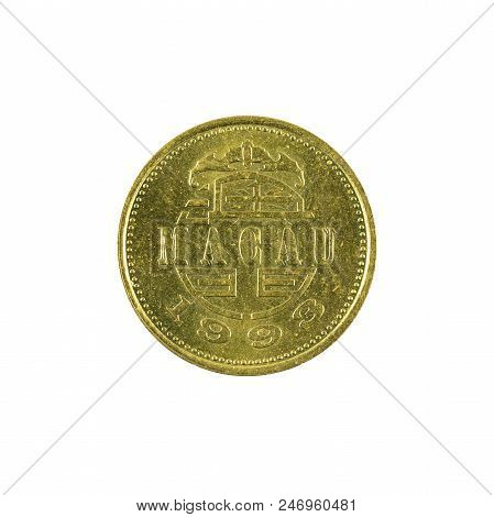 10 Macanese Avos Coin (1993) Reverse Isolated On White Background