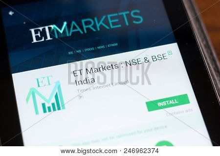 Ryazan, Russia - June 24, 2018: Et Markets - Nse And Bse India Mobile App On The Display Of Tablet P