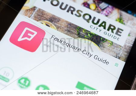 Ryazan, Russia - June 24, 2018: Foursquare City Guide Mobile App On The Display Of Tablet Pc