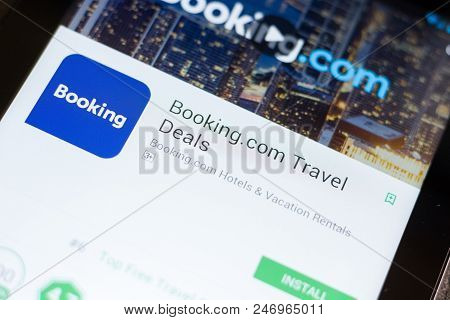 Ryazan, Russia - June 24, 2018: Bookingcom Travel Deals Mobile App On The Display Of Tablet Pc