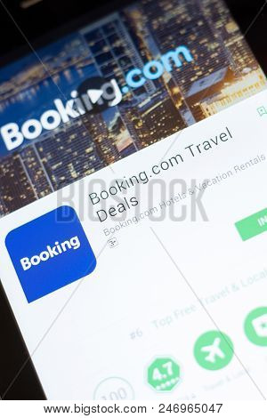 Ryazan, Russia - June 24, 2018: Bookingcom Travel Deals Mobile App On The Display Of Tablet Pc