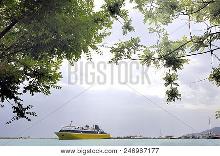 Car Ferry In The Harbor Of Zakynthos, Greece