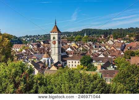 View Of The City Of Schaffhausen At The End Of Summer. Schaffhausen Is A City In Northern Switzerlan