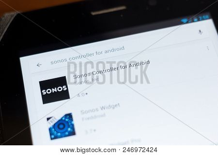 Ryazan, Russia - June 24, 2018: Sonos Controller For Android Icon On The List Of Mobile Apps