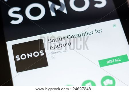 Ryazan, Russia - June 24, 2018: Sonos Controller For Android Mobile App On The Display Of Tablet Pc