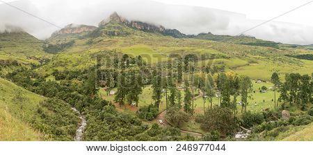 Royal Natal National Park, South Africa - March 17, 2018: Areal View Of The Mahai Camp Site In The K