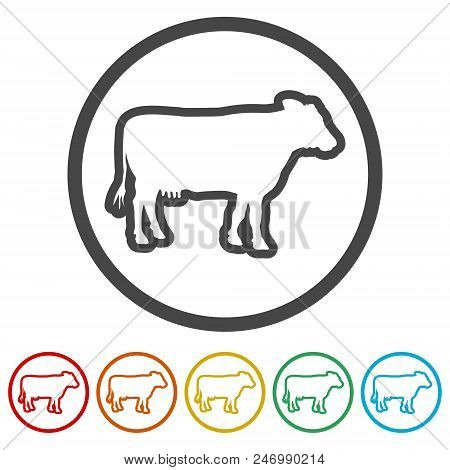 Cow Silhouette Icon, 6 Colors Included, Simple Icons Set