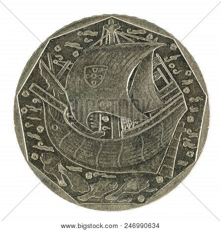50 Portuguese Escudo Coin (1988) Isolated On White Background