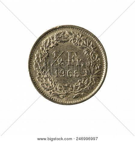 0,5 Wiss Franc Coin (1968) Obverse Isolated On White Background