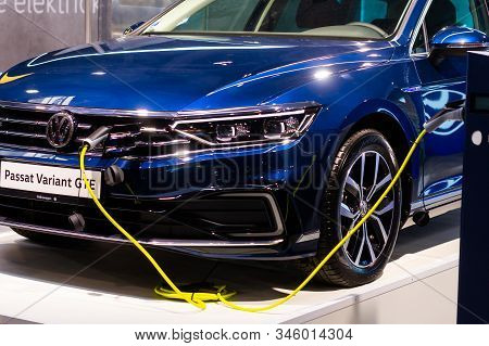 Charging An Plug-in Hybrid Volkswagen Passat Variant Gte With The Power Cable Supply Plugged In, Pra