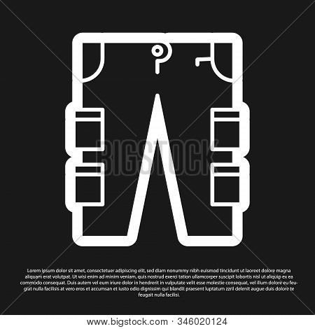 Black Cargo Pants Icon Isolated On Black Background. Vector Illustration