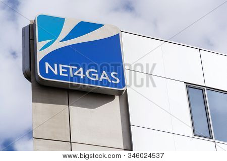 Prague, Czech Republic - March 9 2018: Net4Gas Company Logo On Headquarters Building On March 9, 201