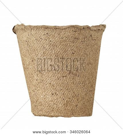 Pots For Seedlings Of Ecological Cardboard Isolated On White Background.