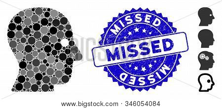 Collage Silent Head Icon And Grunge Stamp Seal With Missed Phrase. Mosaic Vector Is Designed With Si