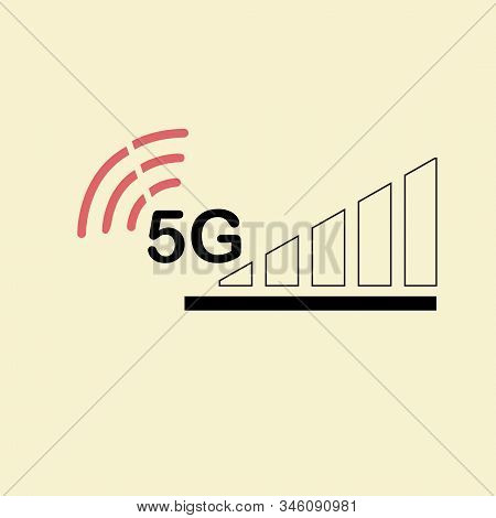 Vector Technology Icon Network Sign 5g. Illustration 5g Internet Symbol In Flat Line Minimalism Styl
