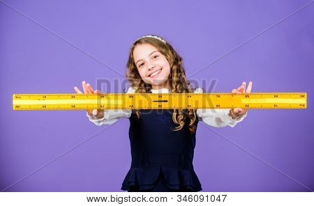Stem School Disciplines. School Student Learning Geometry. Small Girl Back To School. Math Lesson. E