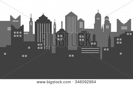 Black And White Colour Of Shadow In City Town Silhoutte