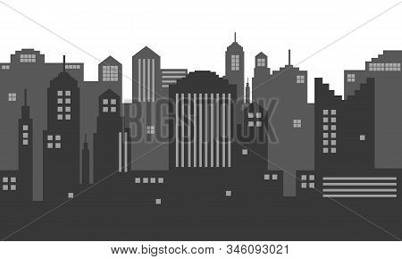 Black And White Colour Of Silhouette City Town With A Shadow