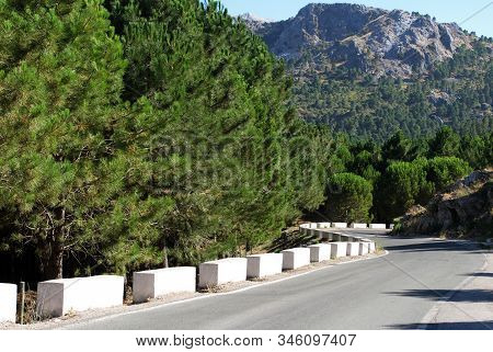 Winding Road Through The Mountains And Countryside Of The Sierra De Grazalema, Grazalema, Andalucia,