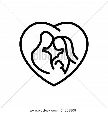 Black Line Icon For Family Parentage Couple Together Love