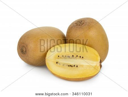Yellow Kiwi Or Gold Kiwi Fruit Isolated On White Background