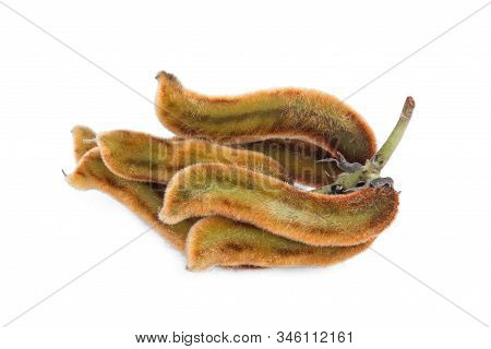 Mucuna Pruriens Or Velvet Bean Isolated On White Background, Tropical Herbs
