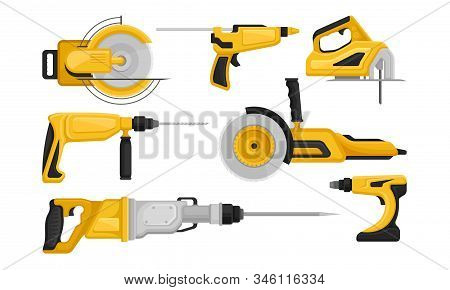 Electric Tools For Repair And Construction Vector Set