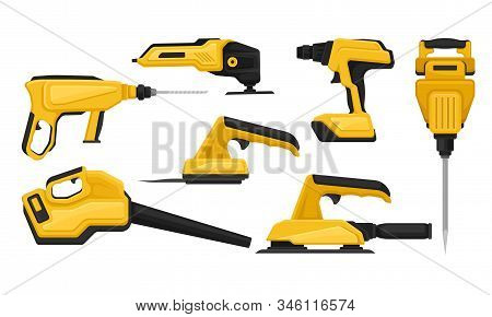 Electric Tools For Repair And Construction Vector Set
