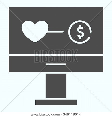 Online Donation Solid Icon. Online Transfering Vector Illustration Isolated On White. Web Site With 