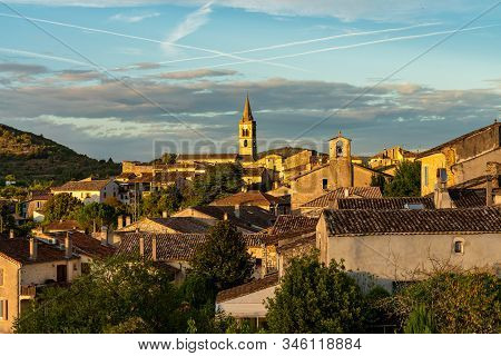 Sunset In The Village Vallon Pont Darc In Ardeche, France