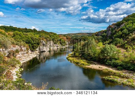 Landscape View Near Balazuc In France, Ardeche District