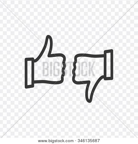 Like And Dislike Icon. Thumbs Up And Down Sign In Flat Style. Concept For User Feedback For Social N