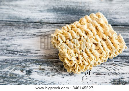 Instant Noodles. Dry Noodles Raw Food. Quick Cooking Noodle.