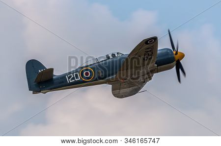 Hampshire, Uk - July, 2018: A World War Ii Hawker Sea Fury T-20 In Flight. July 21, 2018 Hampshire, 