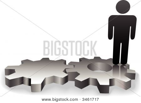 Working Man simbolo in cima 2 macchina lucida Gears.Eps