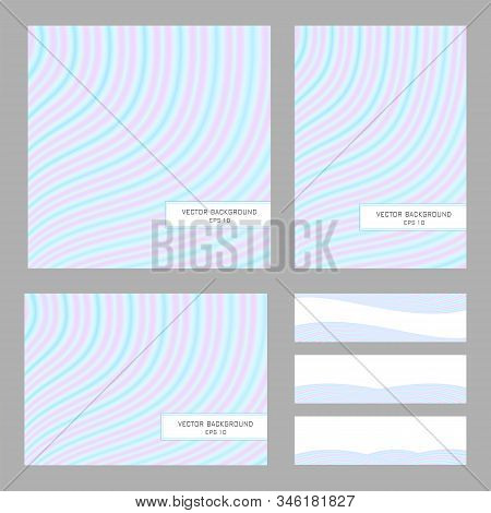 Covers A4, Square Template, 3 Banners. Blue, Pink Wavy Curves. Elegant Layouts For Brochure, Poster,