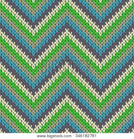 Trendy Zigzag Chevron Stripes Christmas Knit Geometric Seamless Pattern. Jumper Stockinet Ornament. 