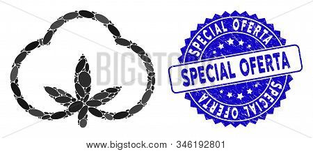 Mosaic Cotton Icon And Rubber Stamp Watermark With Special Oferta Caption. Mosaic Vector Is Created 