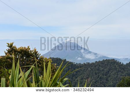 Gunung Sinabung Seen From Gunung Sibayak On Northern Sumatra