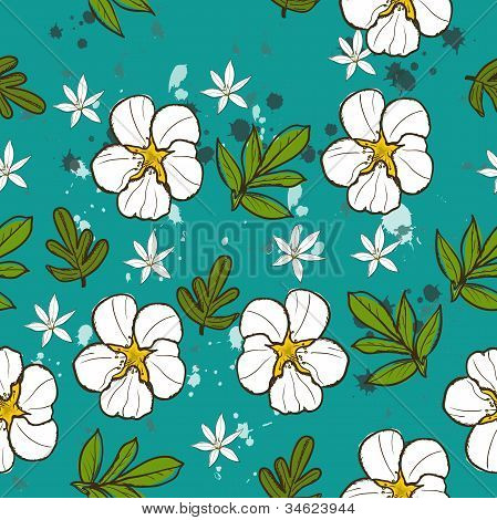 Textura sem costura com flor branca.