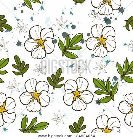 Seamless texture with white flower.