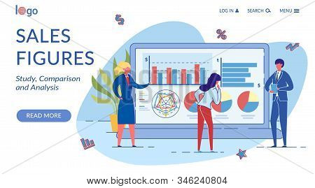 Sales Figures Flat Vector Landing Page Template. Advertising Monitoring. Promotional Research. Marke