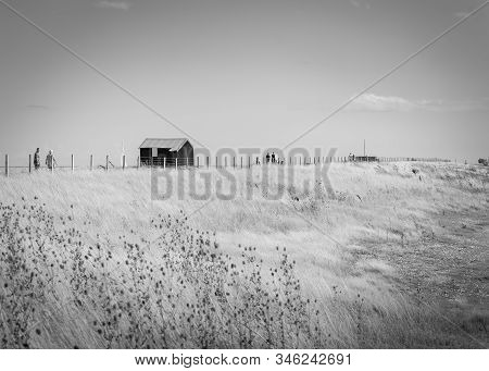 Rye England - August 20 2019; Famous Black Shed With Red Roof On Rye Nature Reserve Used By Shrimp F