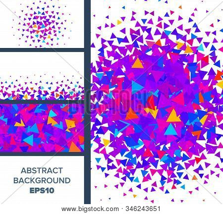 Abstract Background With Bright Texture From Triangles. Set For Flyers And Business Cards. Stock Vec