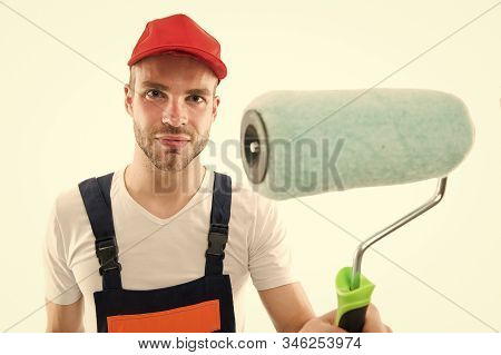 Paint Roller Close Up. Repair Service. Repair And Renovation Concept. Handyman Home Repair. Repairin