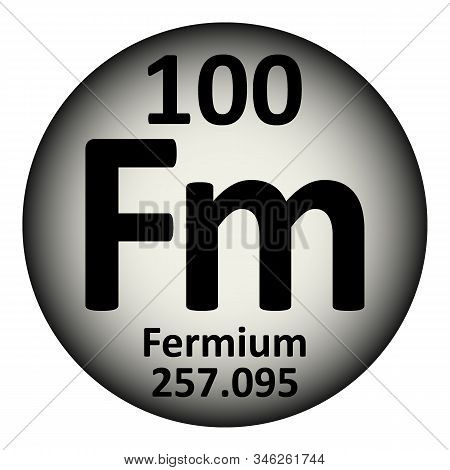 Periodic Table Element Fermium Icon On White Background. Vector Illustration.