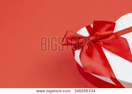 Valentine's Day Concept Valentine's Day. Gift - Heart On A Red Wooden Background. Valentine, Valenti