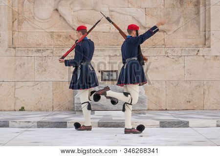 Greece, Athens - November 30, 2019: The Evzones Or Evzonoi A Ceremonial Unit That Guards The Greek T