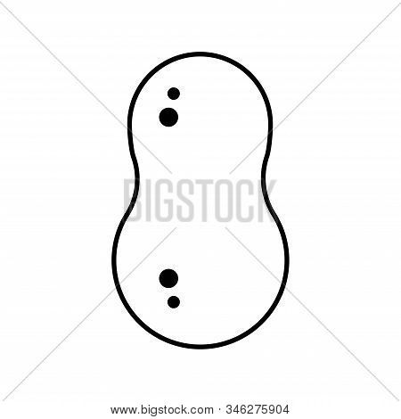 Peanut Black And White. Isolated Vector Illustration.